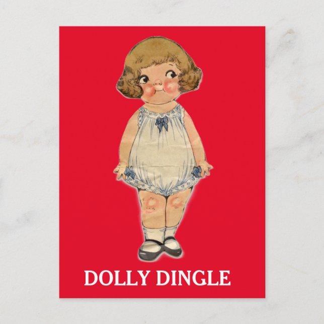 DOLLY DINGLE VINTAGE CARTOON GIRL POSTCARD (Front)