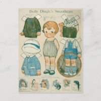 Dolly Dingle's Sweetheart Paper Doll Postcard