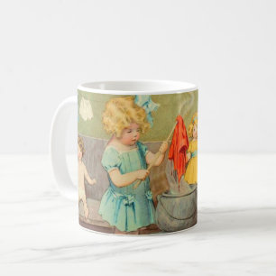 Dolly Laundry Girl Vintage Playing Dolls Cute Coffee Mug
