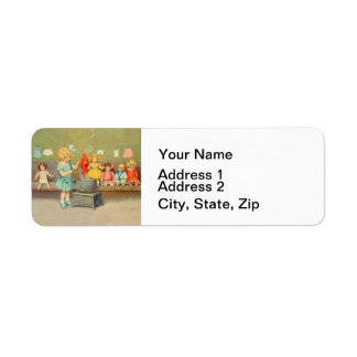 Dolly Laundry Girl Vintage Playing Dolls Cute Return Address Label