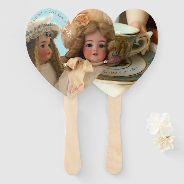 Dolly Tea Party Birthday Fan Favours (Front and Back)