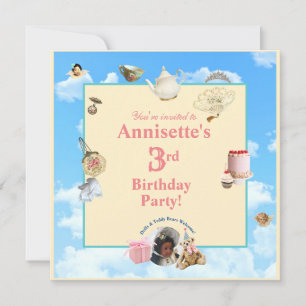 Dolly Tea Party Invite - Black Birthday Girl