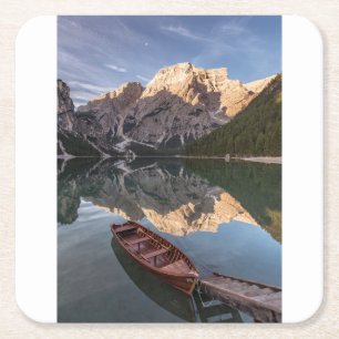 Dolomite Alps Pragser Wildsee Tyrol, Italy Square Paper Coaster