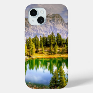 Dolomite Mountains and Lake Stunning Landscape iPhone 15 Case