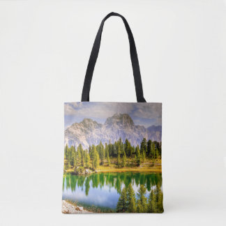 Dolomite Mountains and Lake Stunning Landscape Tote Bag