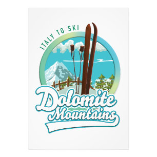 Dolomite mountains Italy ski logo  Photo Print