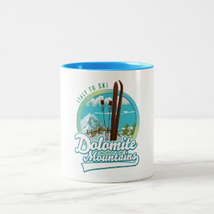 Dolomite mountains Italy ski logo  Two-Tone Coffee Mug