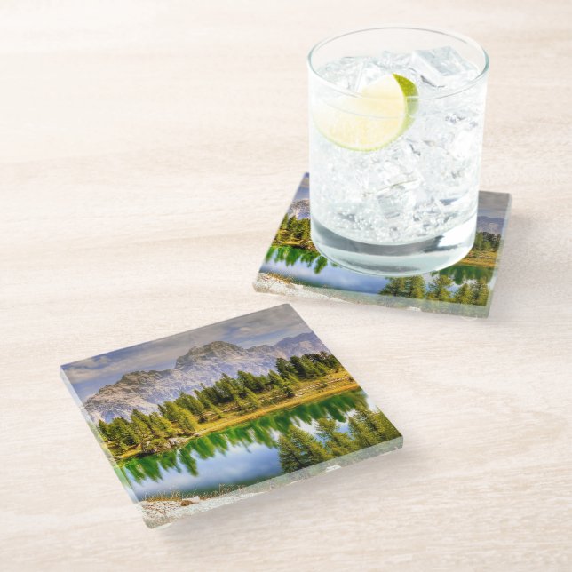 Dolomite Mountains Stunning View Glass Coaster (Angled)