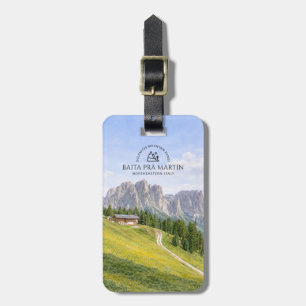 Dolomites Alpine Cabin Watercolor Nature Landscape Luggage Tag