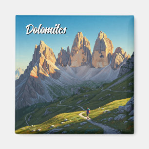 Dolomites Italy Hiker Travel Magnet