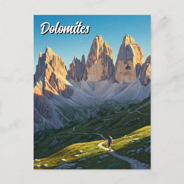 Dolomites Italy  Hiker Travel Postcard (Front)