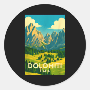 Dolomites italy hiking and skiing landscape artwor classic round sticker