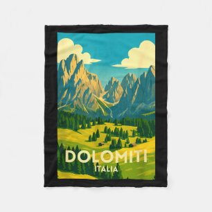 Dolomites italy hiking and skiing landscape artwor fleece blanket