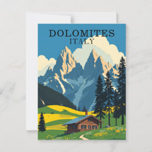 Dolomites Italy Retro Travel Postcard