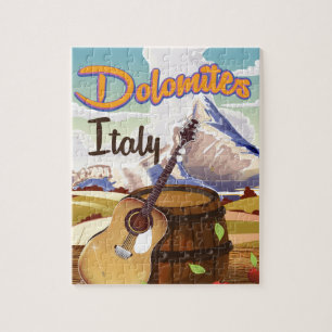 Dolomites Italy travel poster Jigsaw Puzzle