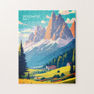 Dolomites Italy Vintage Travel Jigsaw Puzzle