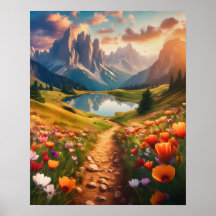 Dolomites Lake Vintage-Style Travel