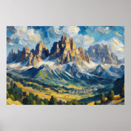 Dolomites Oil Painting Poster