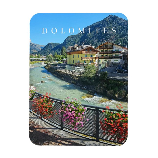 Dolomites Pozza di Fassa view fridge magnet (Vertical)