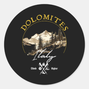 Dolomites Retro Vintage Apparel - Dolomites Souven Classic Round Sticker