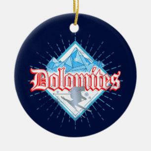 Dolomites South Tirol Retro Skier Vintage Ski Ceramic Ornament