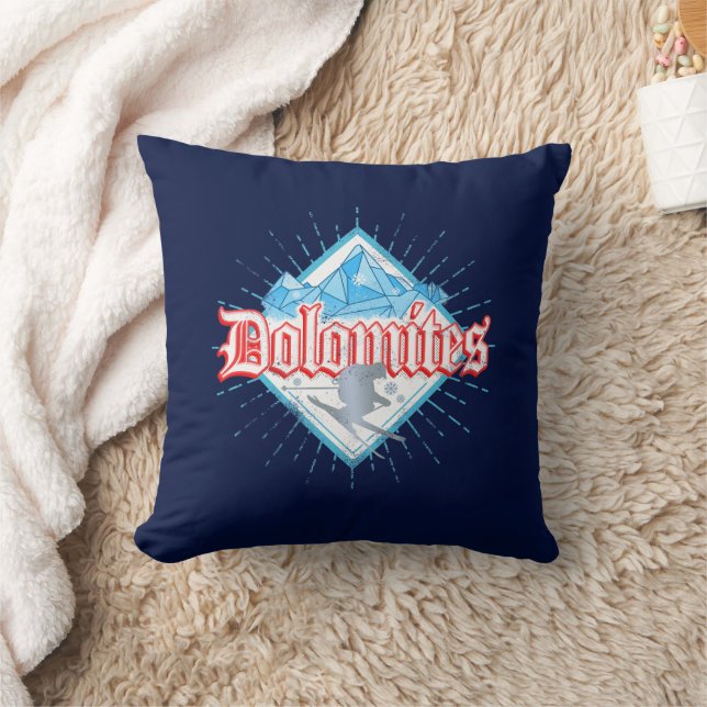 Dolomites South Tirol Retro Skier Vintage Ski Cushion (Blanket)