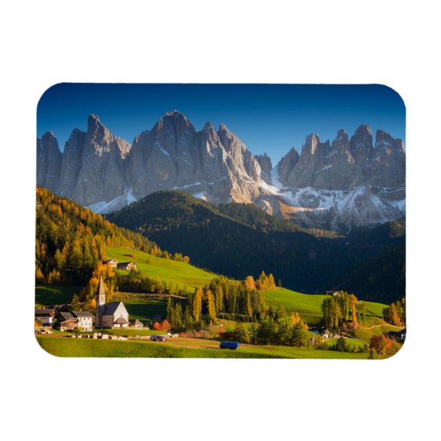 Dolomites village in fall rectangular magnet (Horizontal)