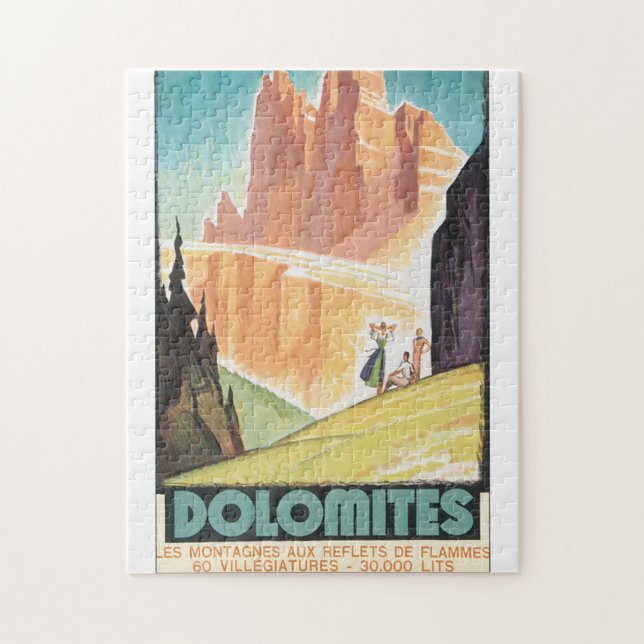 Dolomites Vintage Travel Poster Jigsaw Puzzle (Vertical)
