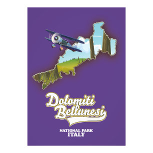 dolomiti bellunesi italy national park map photo print