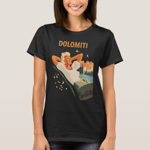Dolomiti Italy Alpine Girl Retro Travel T-Shirt