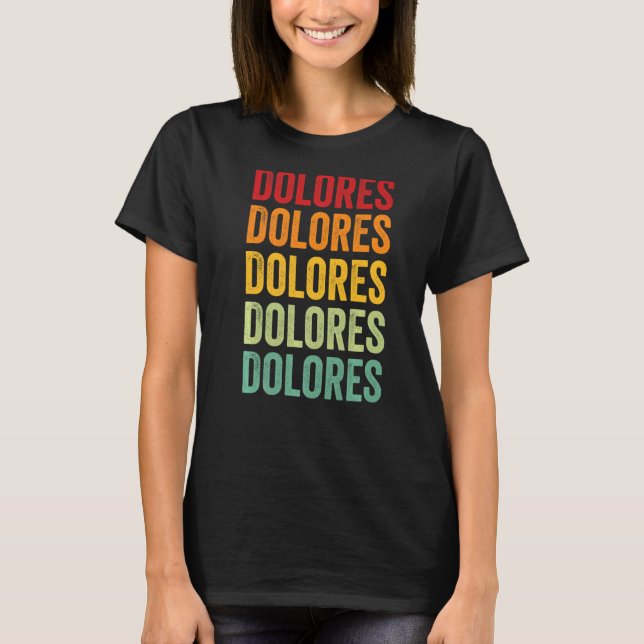 Dolores County Colorado Rainbow Text T-Shirt (Front)