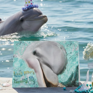 Dolphin 10th Birthday Celebration Card