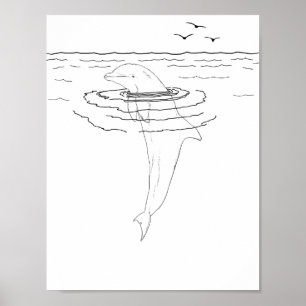 Dolphin Adult Colouring Poster