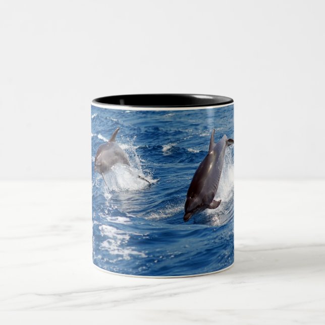Dolphin Adventure Two-Tone Coffee Mug (Center)