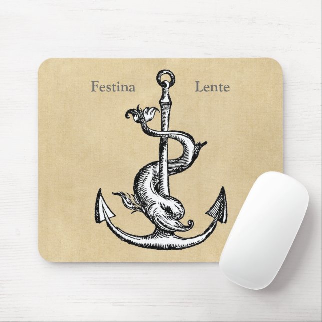 Dolphin and Anchor - Festina Lente Mouse Pad (With Mouse)
