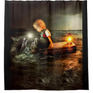 Dolphin And Boy  Shower Curtain