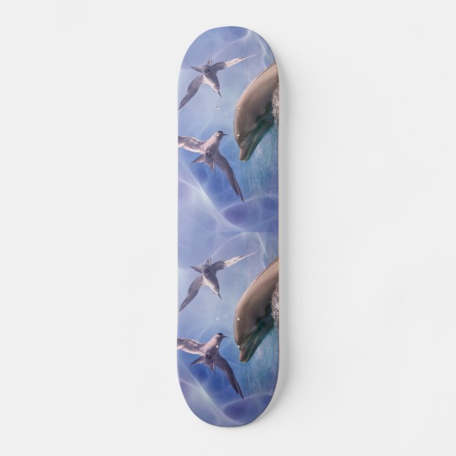 Dolphin and diving birds skateboard (Front)
