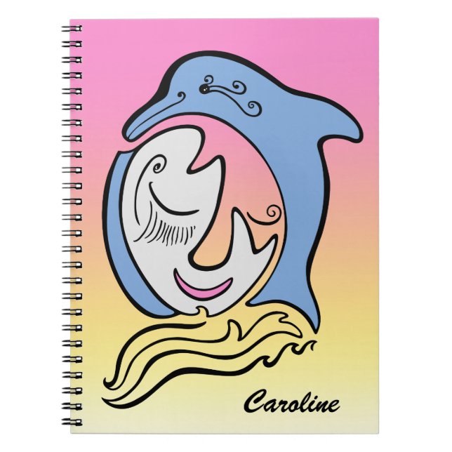 Dolphin and Fish Ocean Dream Personalised Notebook (Front)
