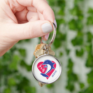 Dolphin and heart key ring