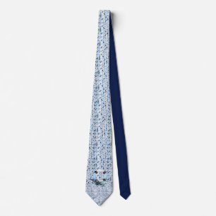 Dolphin and lifebuoy on maritime pattern  tie