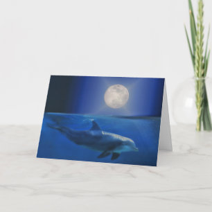 Dolphin and Moon Universe Birthday Card