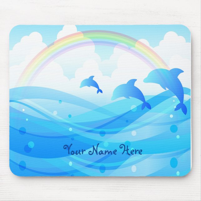 Dolphin and Rainbow Kids Mouse Pad (Front)