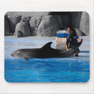 Dolphin and trainer in Spain Mouse Pad