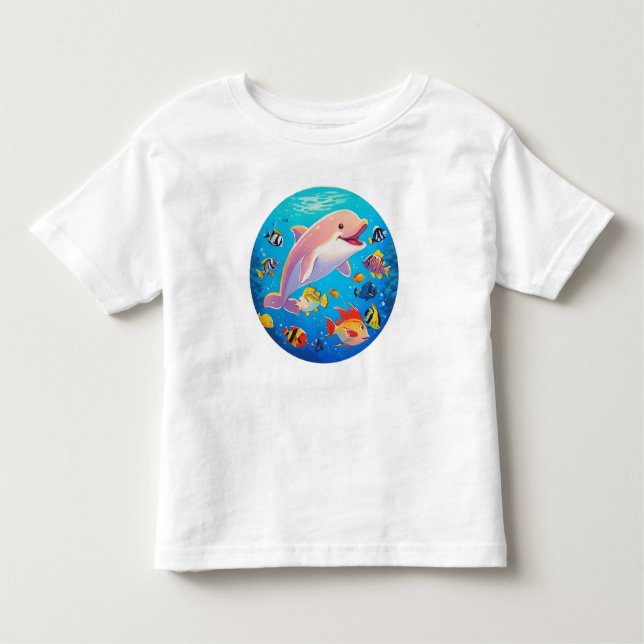 Dolphin and Tropical Fish Underwater Toddler T-Shirt (Front)