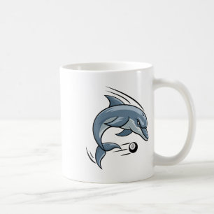 Dolphin Animal Billiards Pool Cartoon Character Coffee Mug