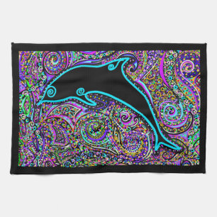 Dolphin Art Design Tea Towel