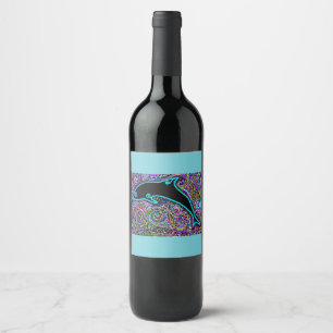 Dolphin Art Design Wine Label