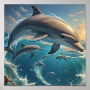 Dolphin art poster