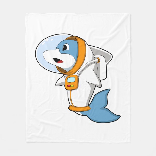 Dolphin as Astronaut with Costume Fleece Blanket (Front)