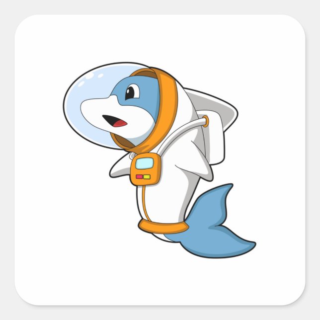 Dolphin as Astronaut with Costume Square Sticker (Front)